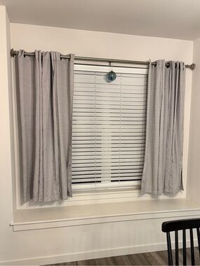Linen look Neutral Gray Grommet Curtain Panels -set of 4 55x63”